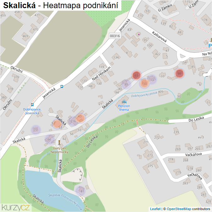 Mapa Skalická - Firmy v ulici.