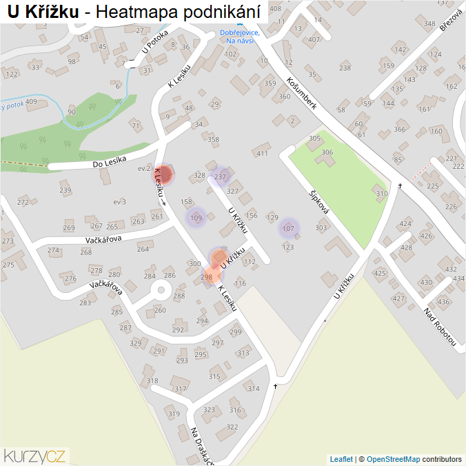 Mapa U Křížku - Firmy v ulici.