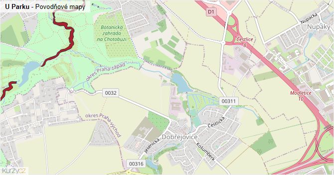 U Parku - záplavové mapy stoleté vody