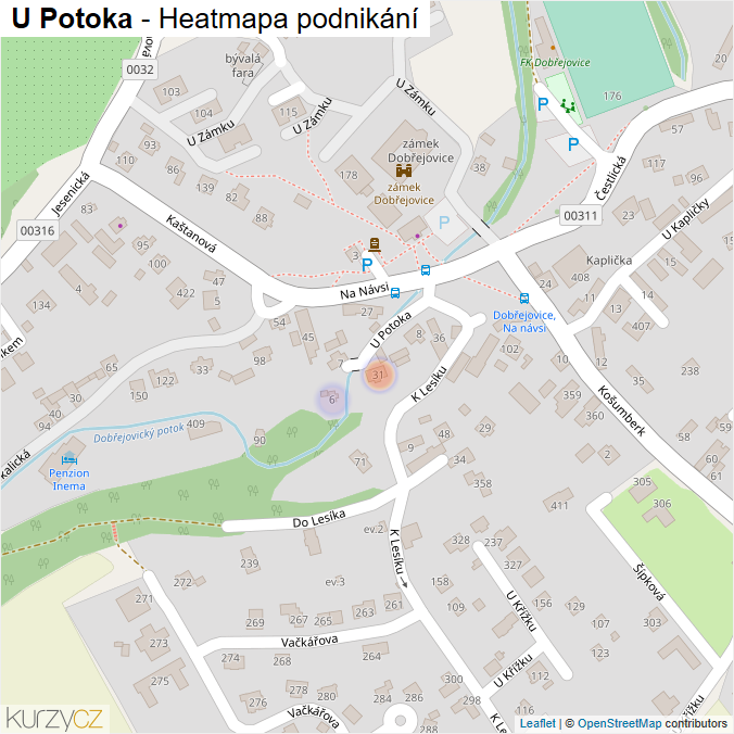 Mapa U Potoka - Firmy v ulici.