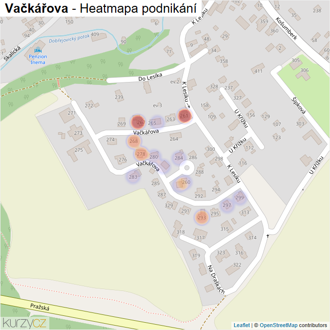 Mapa Vačkářova - Firmy v ulici.