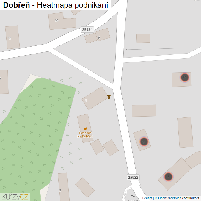Mapa Dobřeň - Firmy v obci.