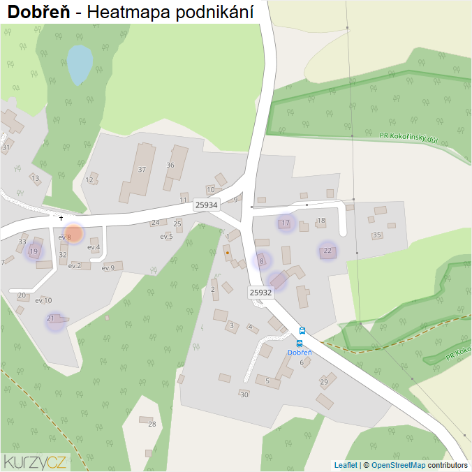 Mapa Dobřeň - Firmy v části obce.