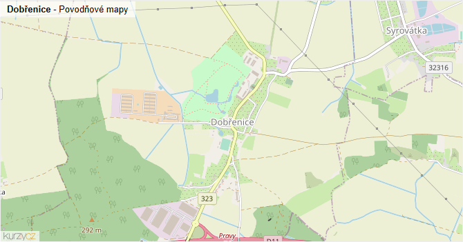 Dobřenice - záplavové mapy stoleté vody