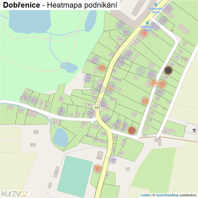 Mapa Dobřenice - Firmy v části obce.