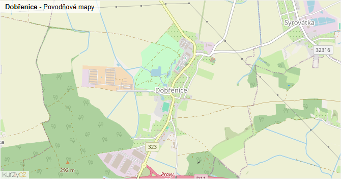Dobřenice - záplavové mapy stoleté vody