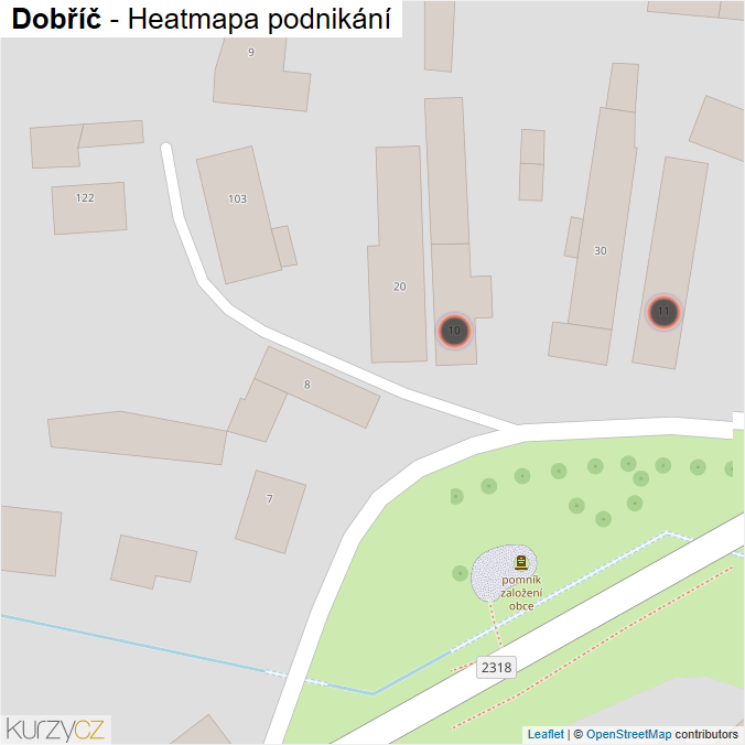 Mapa Dobříč - Firmy v obci.
