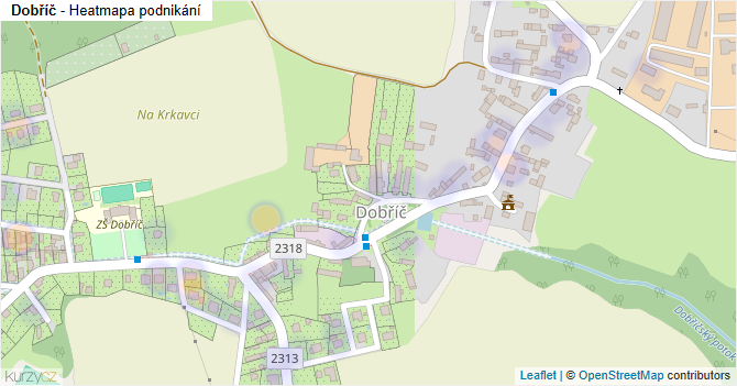 Dobříč - mapa podnikání