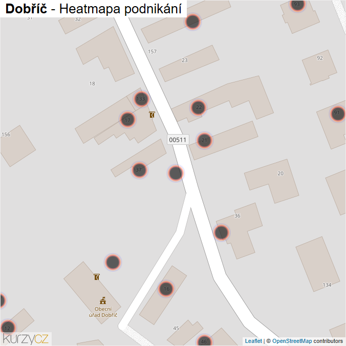 Mapa Dobříč - Firmy v obci.