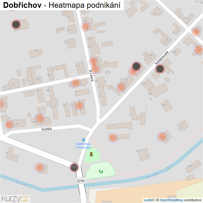 Mapa Dobřichov - Firmy v obci.