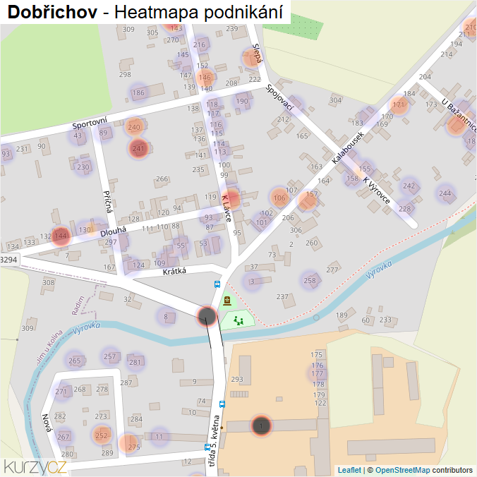 Mapa Dobřichov - Firmy v části obce.
