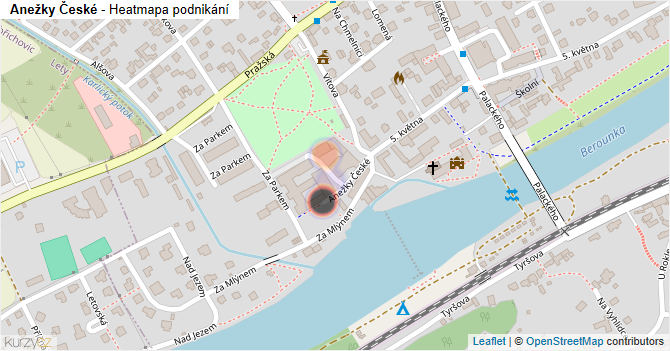 Anežky České - mapa podnikání