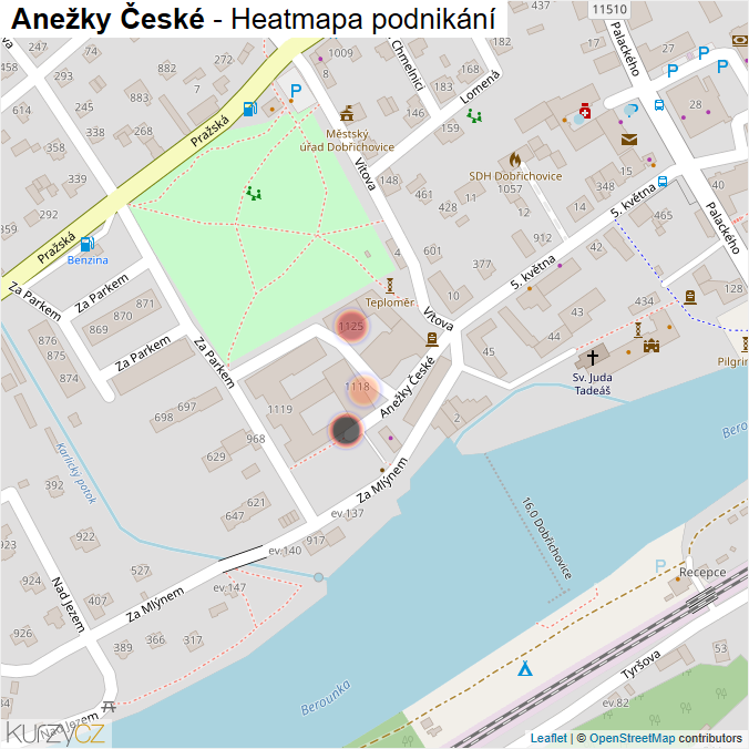 Mapa Anežky České - Firmy v ulici.