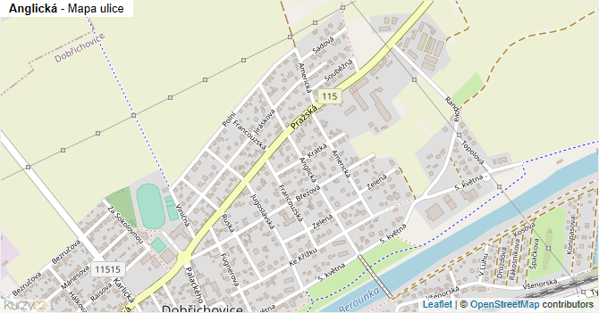 Anglická - mapa ulice