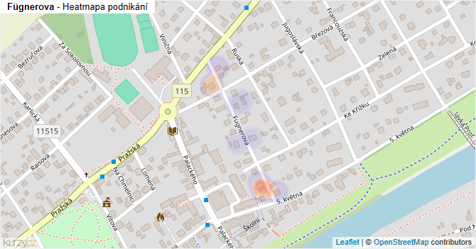 Fügnerova - mapa podnikání
