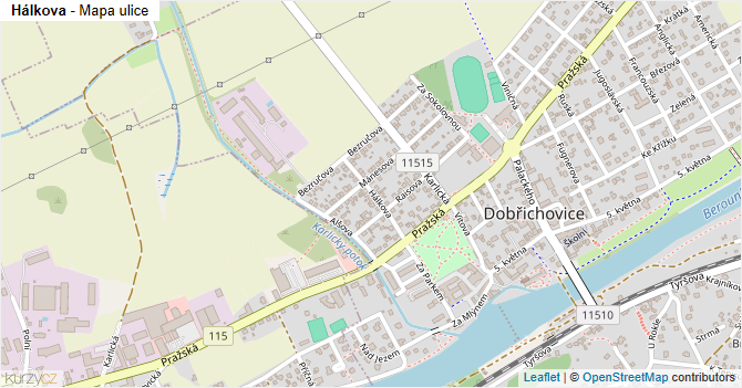 Hálkova - mapa ulice