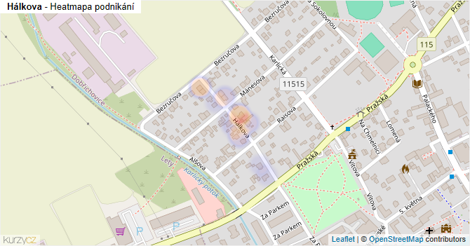 Hálkova - mapa podnikání