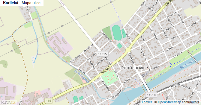 Karlická - mapa ulice