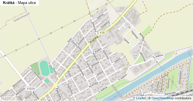 Krátká - mapa ulice