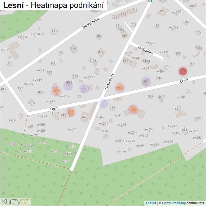 Mapa Lesní - Firmy v ulici.