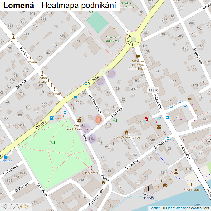 Mapa Lomená - Firmy v ulici.