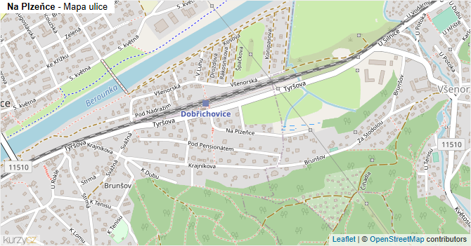 Na Plzeňce - mapa ulice