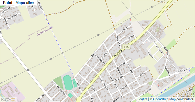 Polní - mapa ulice