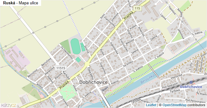 Ruská - mapa ulice