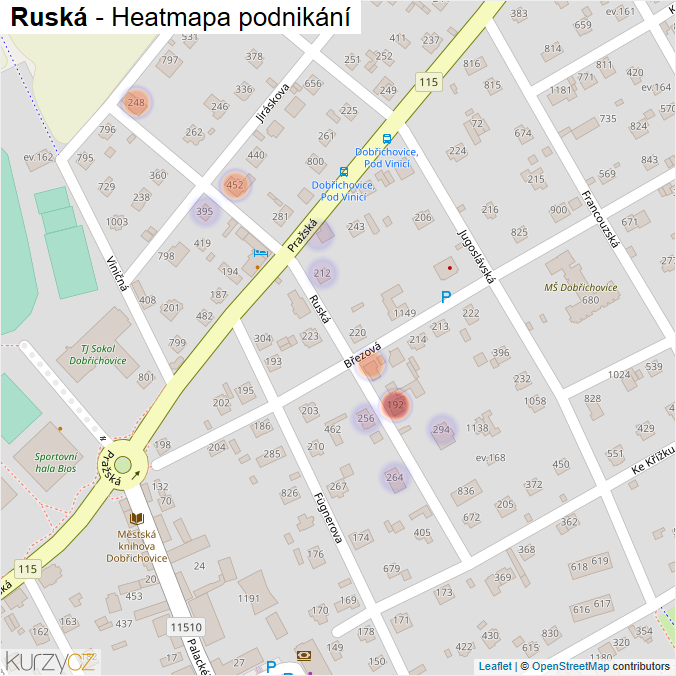 Mapa Ruská - Firmy v ulici.