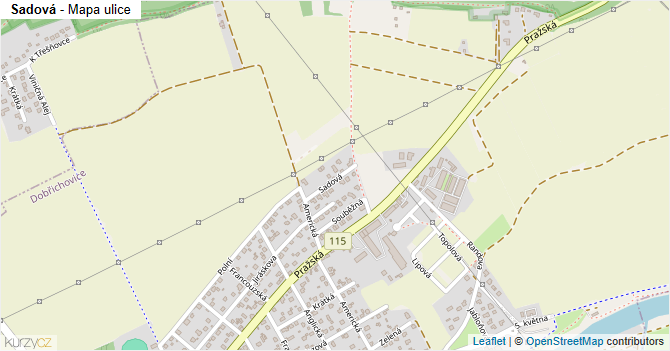 Sadová - mapa ulice
