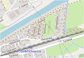 Špačkova v obci Dobřichovice - mapa ulice