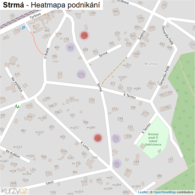 Mapa Strmá - Firmy v ulici.