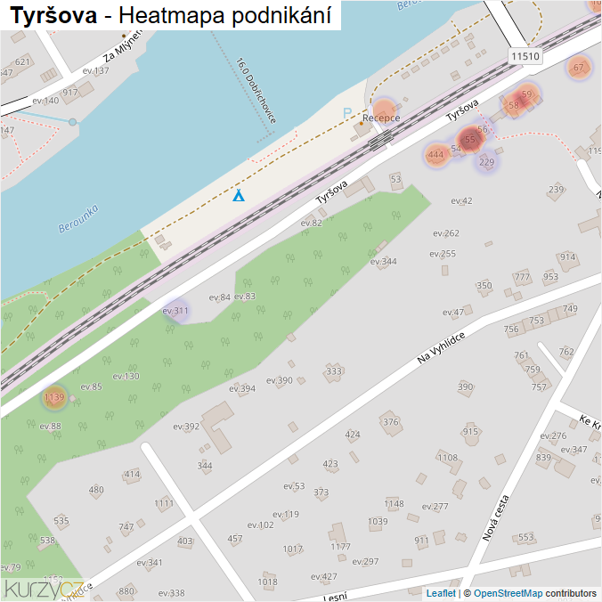 Mapa Tyršova - Firmy v ulici.
