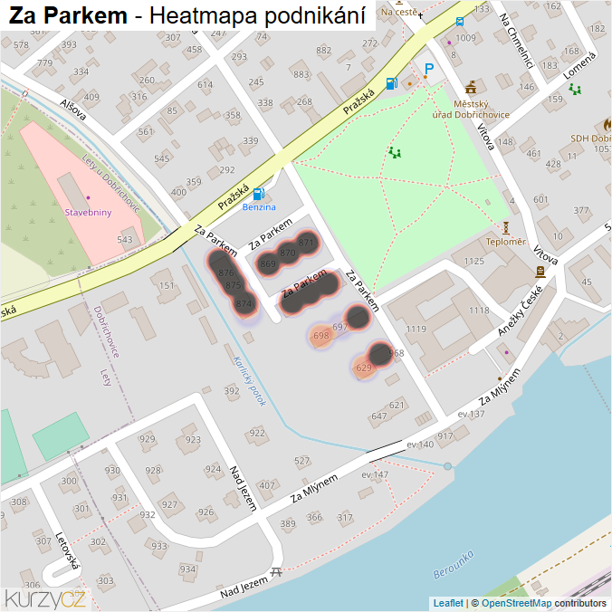Mapa Za Parkem - Firmy v ulici.