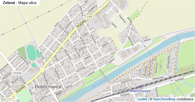 Zelená - mapa ulice
