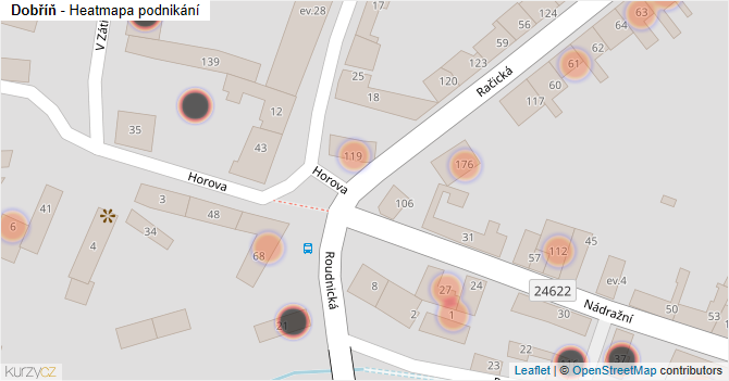 Dobříň - mapa podnikání