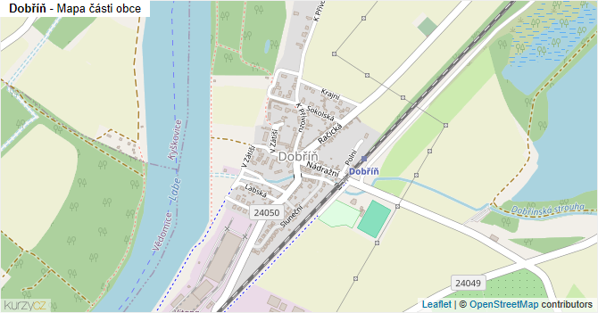 Dobříň - mapa části obce