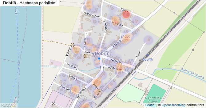 Dobříň - mapa podnikání