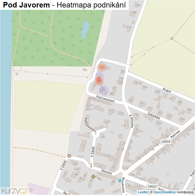 Mapa Pod Javorem - Firmy v ulici.