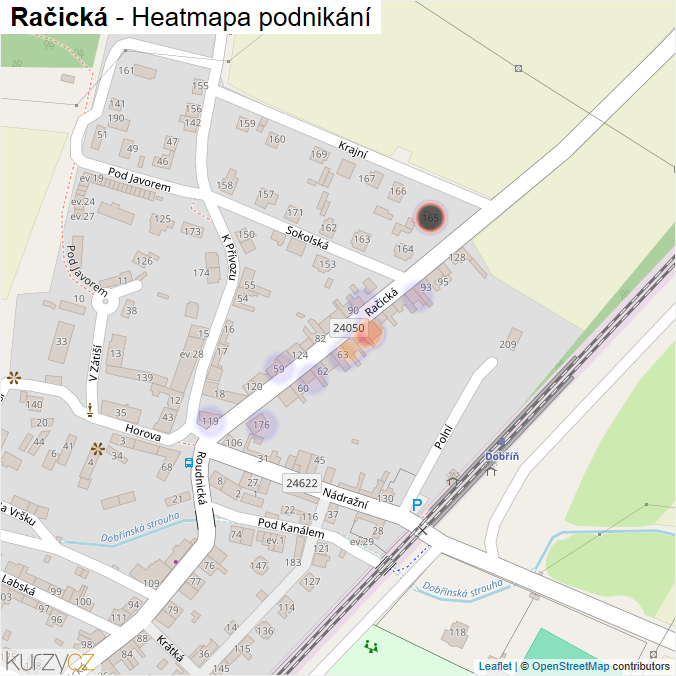 Mapa Račická - Firmy v ulici.