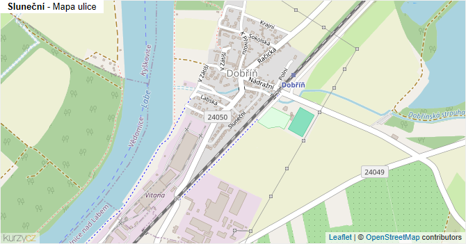 Sluneční - mapa ulice