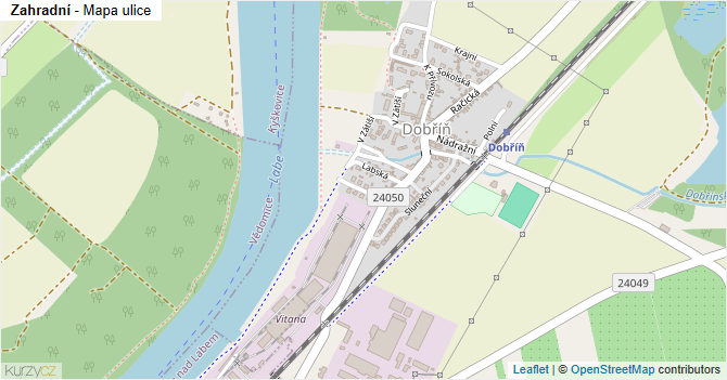 Zahradní - mapa ulice