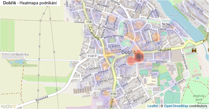 Dobříš - mapa podnikání