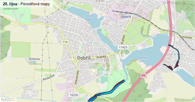 28. října - záplavové mapy stoleté vody