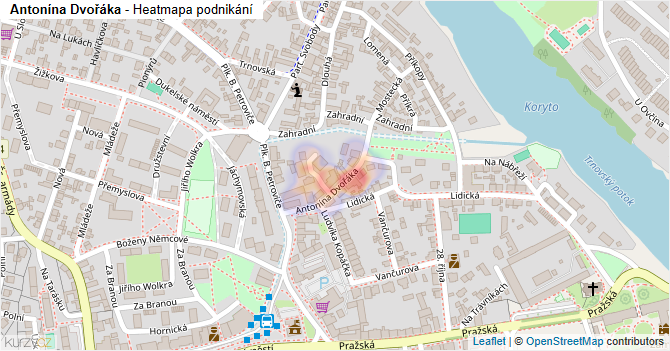 Antonína Dvořáka - mapa podnikání