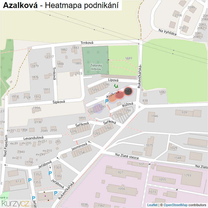 Mapa Azalková - Firmy v ulici.