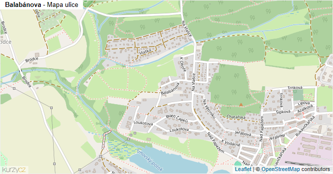 Balabánova - mapa ulice