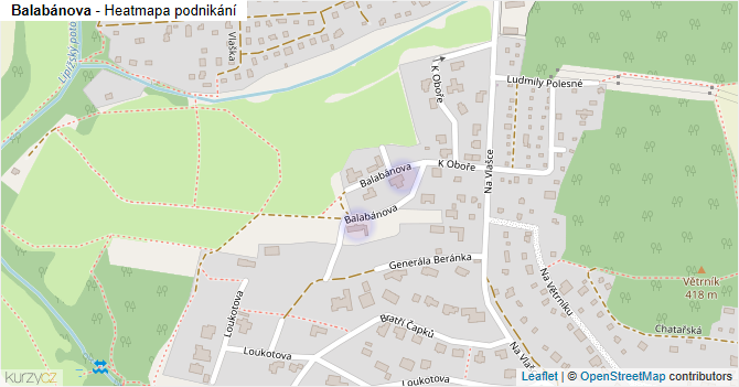 Balabánova - mapa podnikání