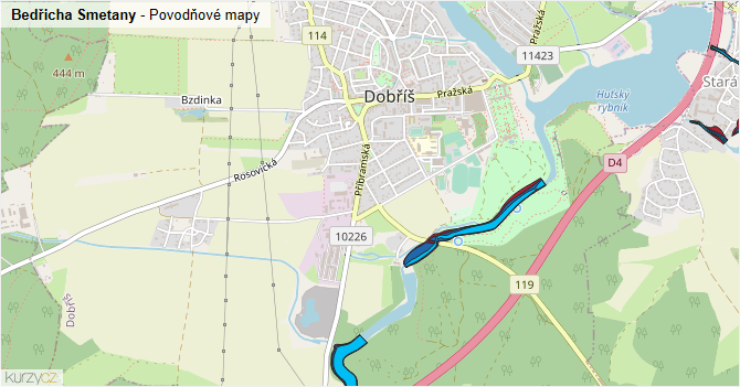 Bedřicha Smetany - záplavové mapy stoleté vody