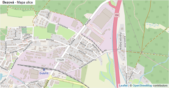 Bezová - mapa ulice